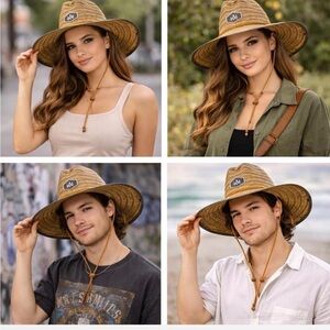 Hemlock Hat Co Straw Lifeguard Sun Hat Wide Brim One Size Sun Summer Outdoors
